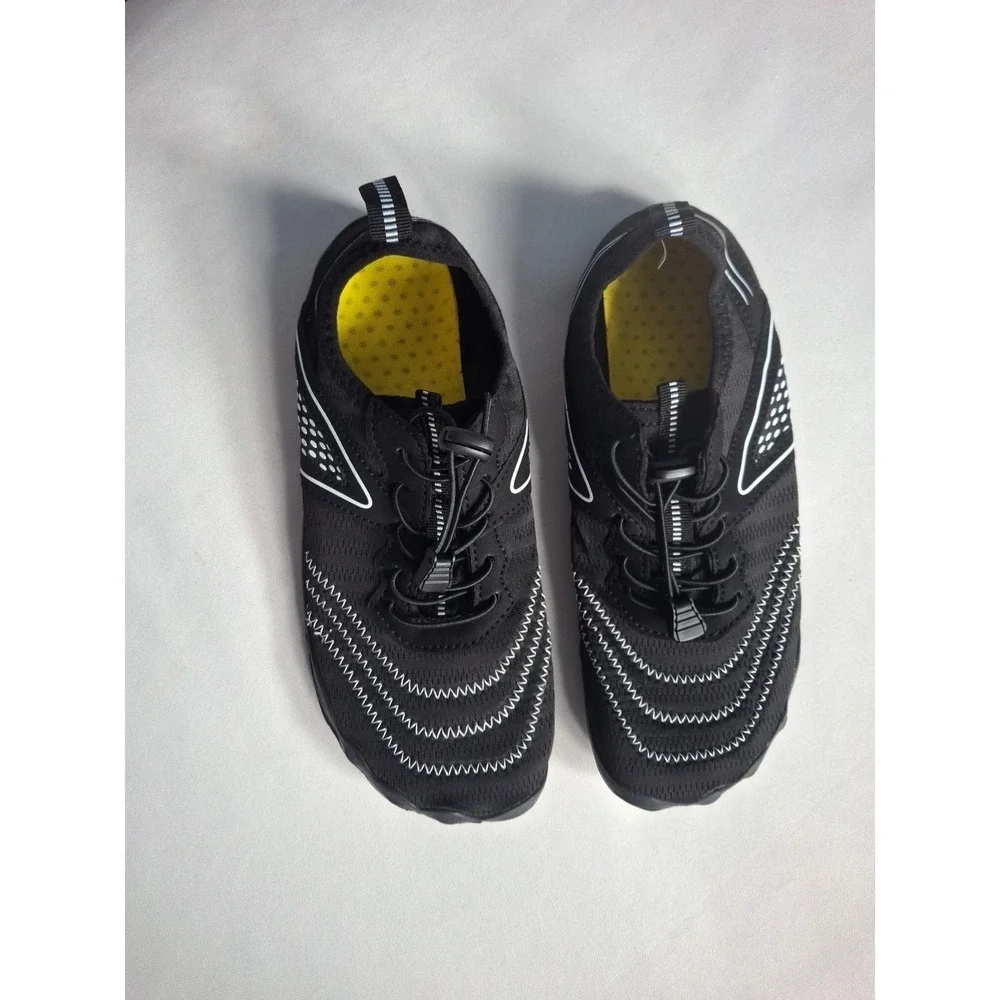 Men's Black Slip-On Water-Friendly Athletic Sandals with Yellow Insole